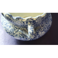 Blauw witte plantenpotten, gemerkt